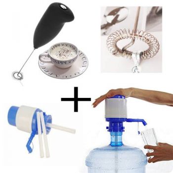 Deal 2 Kitchen Tools Manual Water Pump Dispenser And Handheld Coffee mix beater mixer